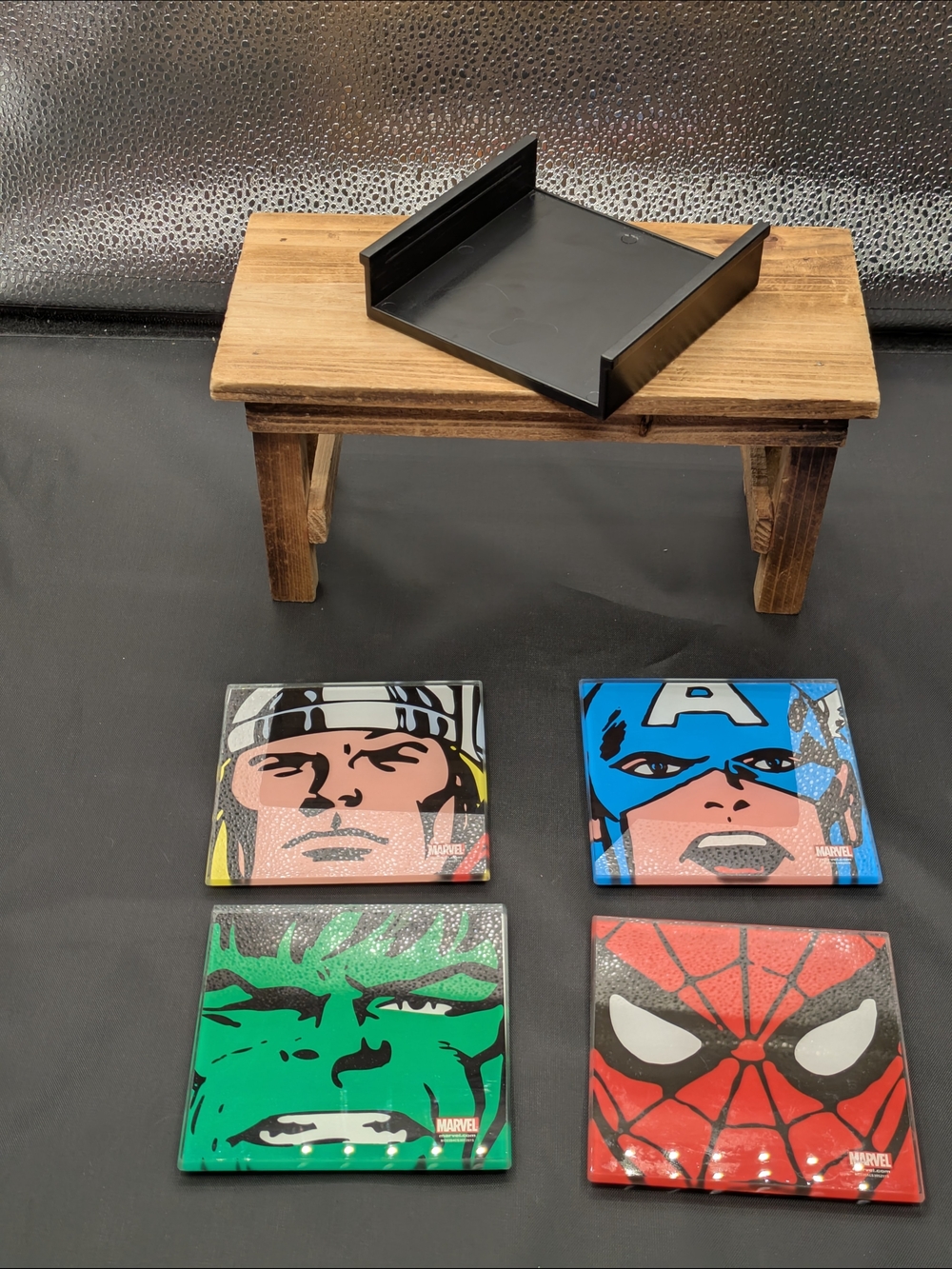 Marvel Superhero Ceramic Glass Coasters- Red, Blue, Green, Cream